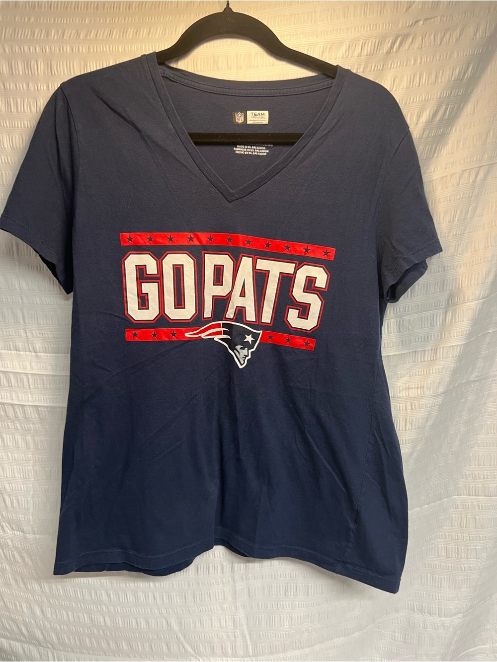 NFL women’s  New England Patriots Navy V-Neck T-Shirt